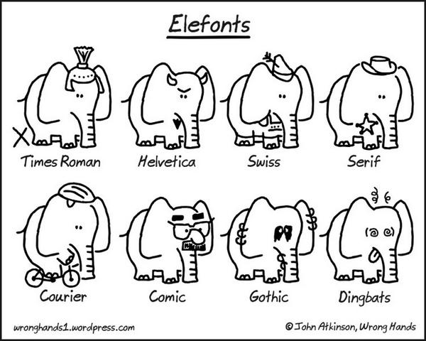 kelleyadv's tweet image. We love these adorable EleFONTS illustrations. #typographyhumor