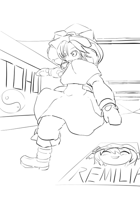 一点透視の勉強したので、練習でざっくりケープ魔理沙描いてみた。 