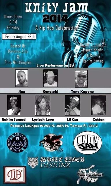 GWANMASSIVE's tweet photo. TONIGHT! #GwanMassive own @Jinx813 n @KenoSobi live at #UnityJam BE THERE #tampahiphop https://t.co/vWbh8KrX7x http://t.co/pzABOB9P3c