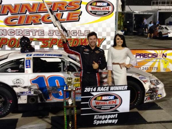 BDMSpeedShop's tweet photo. @ChadFinchum celebrates in @KPSpeedway Victory Lane after capturing the #NWAAS LMSC Twin-35 Race #1 win. #SNFlive http://t.co/8tmqFIs4gK