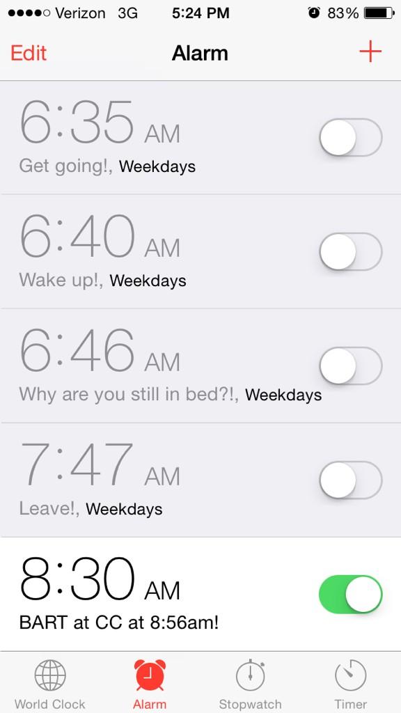 Alarms off. Vacation starts now!