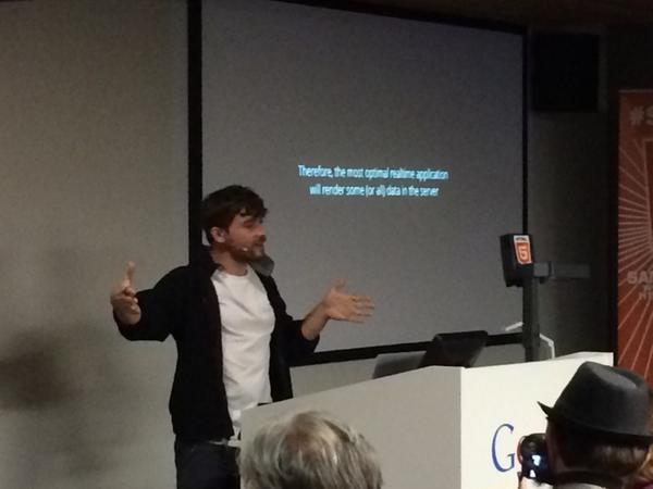 dshaw's tweet image. The future of realtime apps involves *more* server-side rendering. - @rauchg #nodejs #sfhtml5