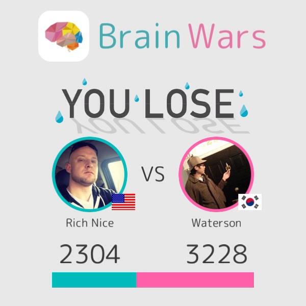 RichNice20's tweet image. I challenged Waterson and lost;( Let's play! #BrainWars brainwarsapp.com/b/618381