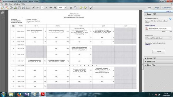 Jadual semester 3A Komputet Akuntansi <a href="/KompakA12/">Komp. Akt. Poliban</a>