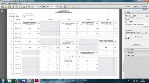 Jadual semester 5B Komputer Akuntansi