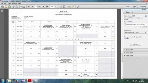 Jadual semester 5A Akuntansi Reguler
