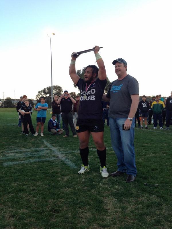 Si_Rugby's tweet photo. Congratulations to Griffith No 8 Chris Latu who took at the Reddies Old boys medal for Player of the Final http://t.co/obu6Uni01D