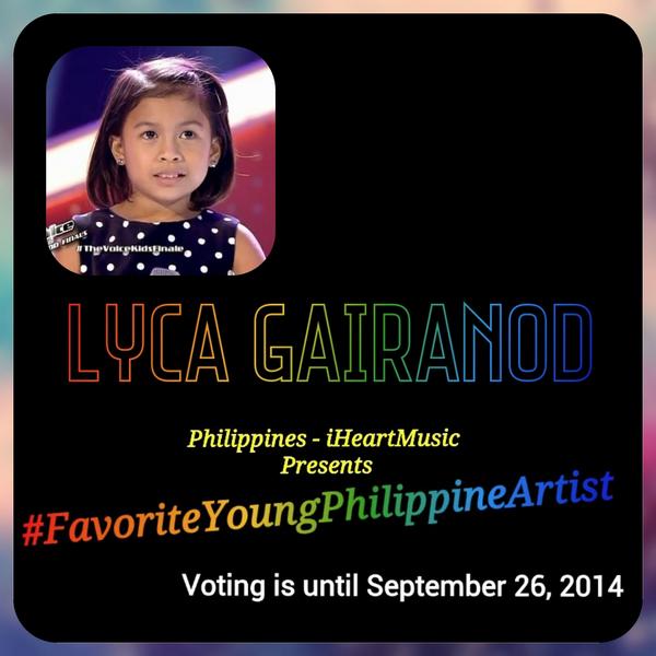 rosebangloy76's tweet photo. @magno_rona @iHeartMusicPH: #FavoriteYoungPhilippineArtist Nominee: Lyca Gairanod @LycaJGairanod http://t.co/zIigro9q3q