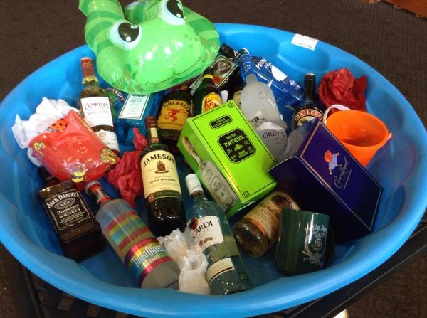 Pool of booze raffle.  Loaded up.
