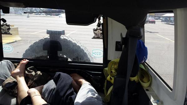 JosephShaner's tweet photo. Nappin in the Jeep jku at Altantic Super Store in PEI waiting for the Concert!!! http://t.co/hPBfF4OW4f