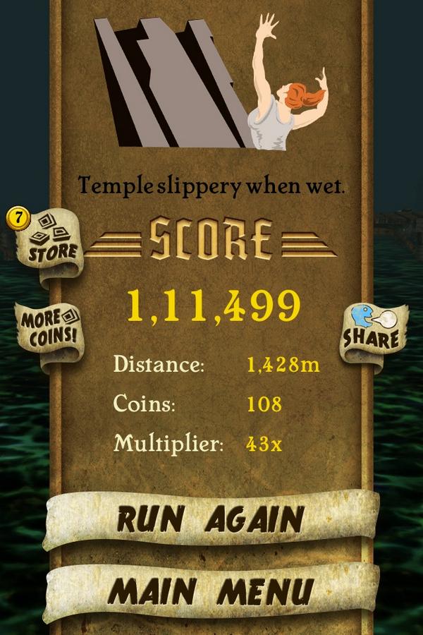 DietDoctorSmita's tweet photo. I got 1,11,499 points while escaping from demon monkeys. Beat that! http://t.co/LWpzEjEfsa #TempleRunb http://t.co/S1O4xpBDoL