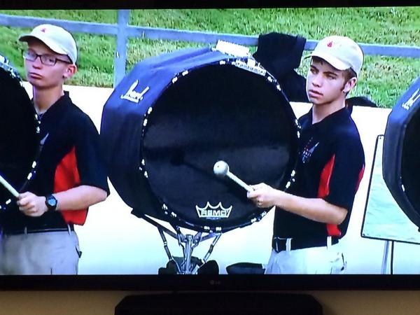 AaronHollabaugh's tweet photo. Drumline on the news! #LetsGoBass http://t.co/aBUKo5HSGc