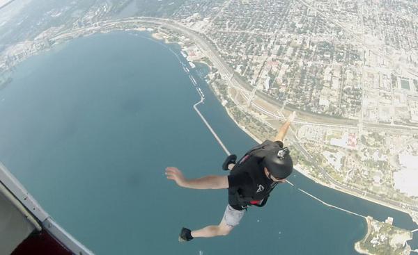 JeremyCohnTV's tweet photo. PICS: View from @lucasoilair parachuter Nick Halseth as he jumps from a plane at #CIAS2014. #Toronto http://t.co/SjFGTEfrYJ