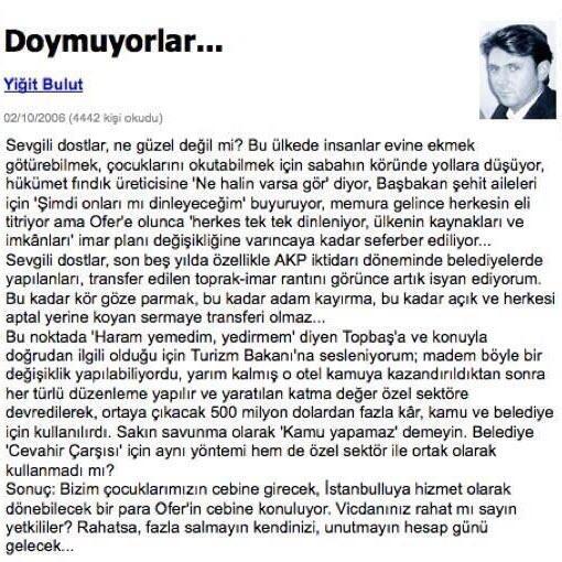 #YiğitAdamYiğitBulut 2006'da AKP için;

》》YİYOR YİYOR DOYMUYORLAR《《

#AdaletÖzgürlükTarafsızlık
#HoşGeldinnSonbahar