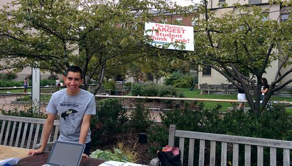 RooseveltatGWU's tweet photo. Getting creative with our signage at the org fair. #ecosignage #lead2014 http://t.co/kGnFfCDxhE