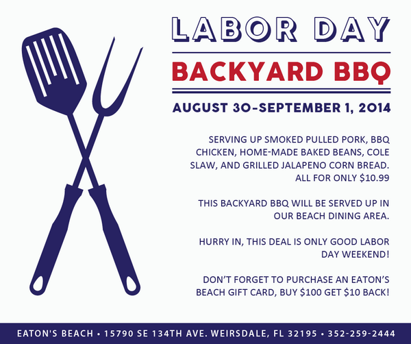 EatonsBeach's tweet image. Come out and join us for our Labor Day Backyard BBQ!