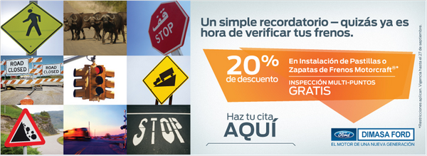 dimasaford's tweet photo. ¡STOP! #dimasafans si vas de viaje para el 15 de septiembre, recuerda verificar tus frenos. Haz tu cita.#dimasaford http://t.co/1ClxS61mfV