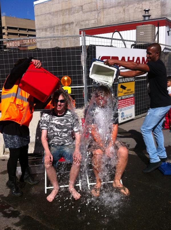 YegdtMarket's tweet photo. Round two! Thanks to @erdmannsgardens &amp; Logan from the market for participating! #IceBucketChallenge #yeg http://t.co/tfst6R8S2k