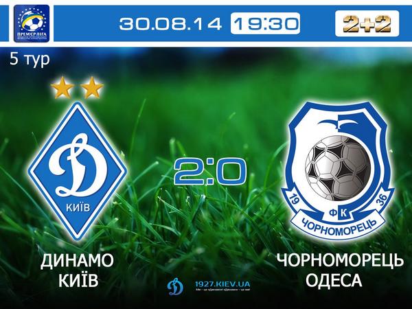 _JanGold's tweet photo. Динамо Киев 2 - 0 Черноморец 
С победой киевляне!) http://t.co/q3dok97oOH