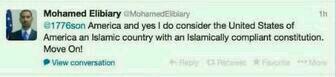 Elibiary even said once on Twitter he considers American an 'Islamic country' with an Islamic compliant constitution. 