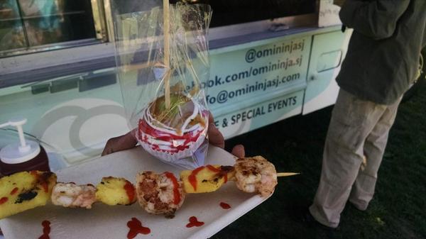 Lemongrass Shrimp and Pineapple Skewer and Sea Salt Caramel Apple from <a href="/OMiNinjaSJ/">O Mi Ninja SJ</a> #srirachafest