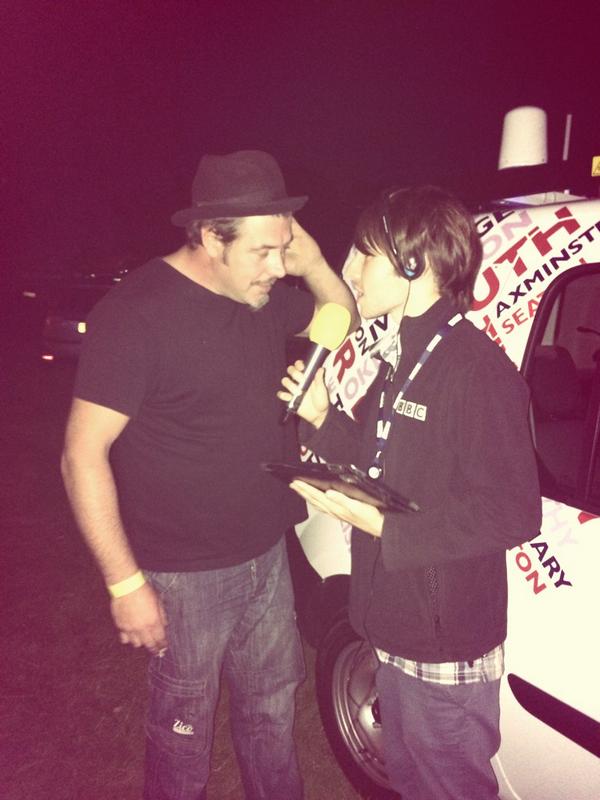 jakeprowse's tweet image. Finally found internet! Here's a cheeky pic from earlier interviewing @MadDogMcrea live on @BBCIntroDevon @BictonFest