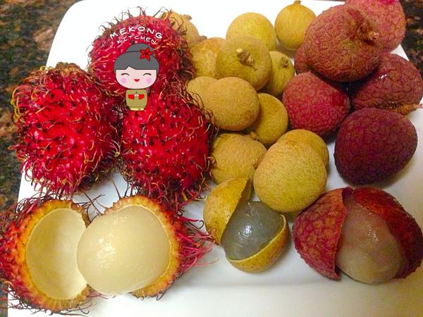 MekongKitchen's tweet photo. EXOTIC Fruit for EXOTIC People: L to R: Rambutan, LONGAN, and Lychee:  all flavorful with numerous health benefits http://t.co/Ic4qcuLX1e