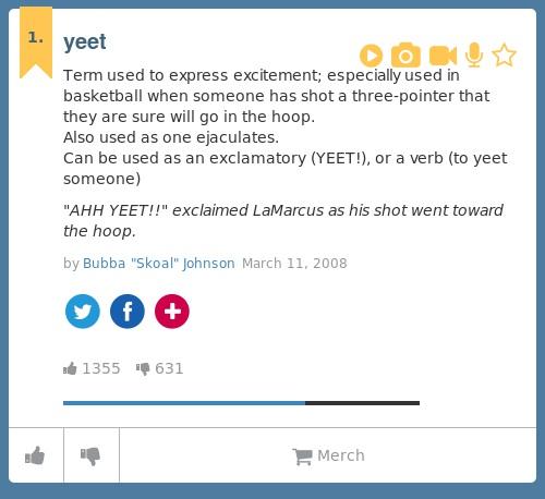 Urban Dictionary on X: Yeet -    / X