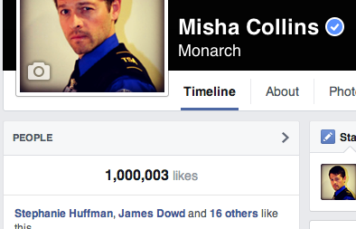 mishacollins's tweet photo. I need to get some facebook friends. This is where I am today. Embarrassing. http://t.co/i6dqZU6kFK