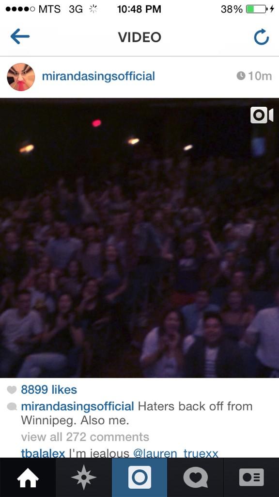 brooklin2727's tweet photo. omg best night ever @MirandaSings #mirandasingswinnipeg http://t.co/I6Gz5XrFSV