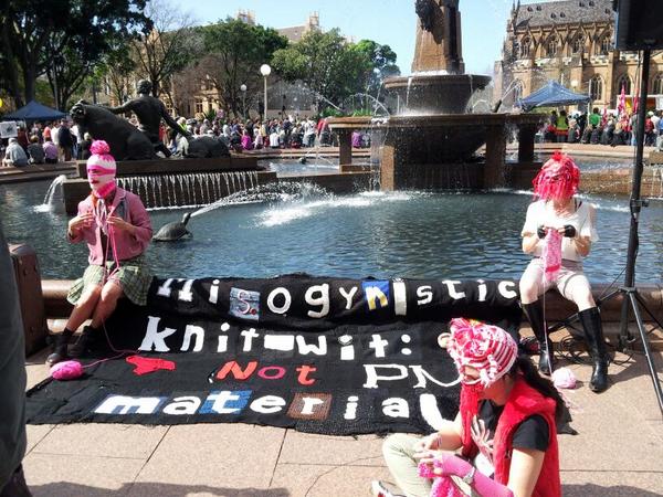 IanWoolf's tweet photo. knitwit: not PM material #MarchInAugust #Sydney  http://t.co/AlQln5BvEm