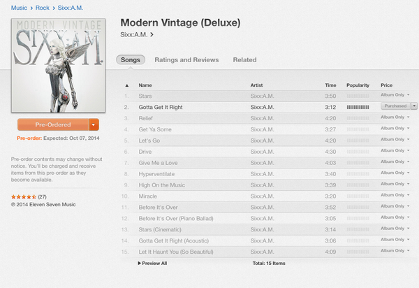 DjASHBA's tweet image. There&apos;s no better feeling than buying your own album! @SixxAM #ModernVintage #DeluxeVersion