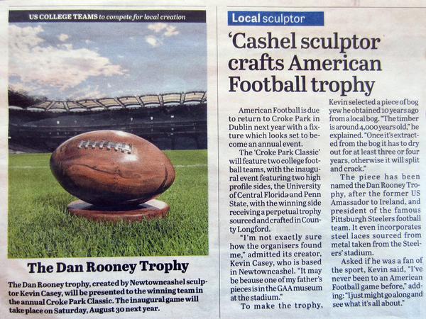Kevin Casey (@bog_oak) on Twitter photo <a href="/Longford_Leader/">Longford Leader / Longford Live</a> article "Cashel Sculptor crafts American Football Trophy" <a href="/Longford_Leader/">Longford Leader / Longford Live</a> article "Cashel Sculptor crafts American Football Trophy"