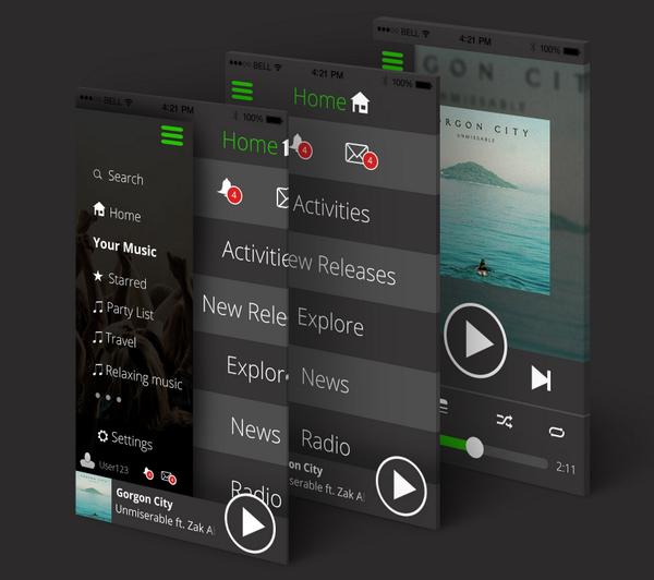 Poly_pixel's tweet image. My Spotify app! 
Check it out in Behanche: bit.ly/1tQCWmq
#photoshop #uidesign #spotify #graphicdesign