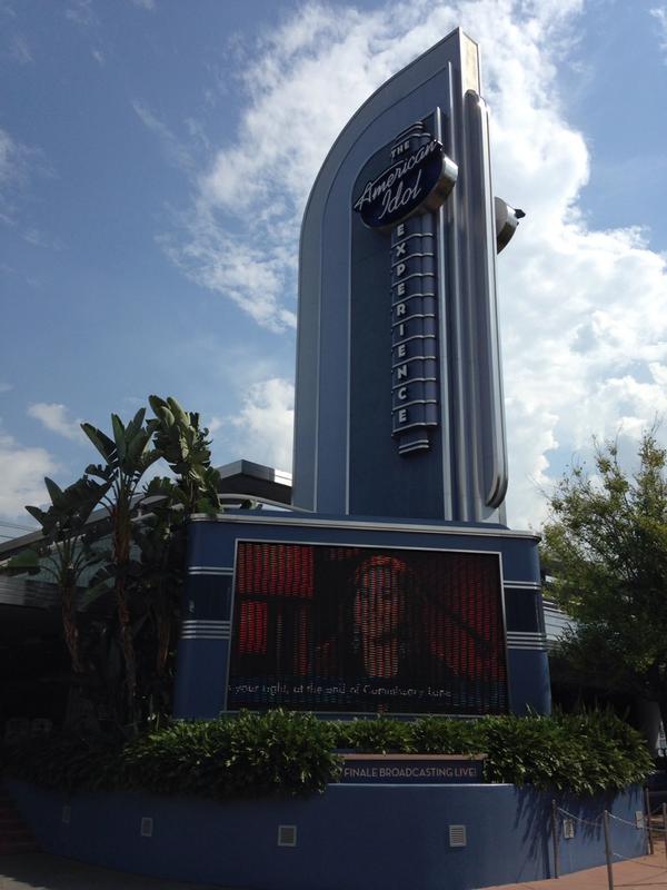 WDWNT's tweet image. It's pretty cool to look at a before and after of the American Idol Experience signage. It's there and then gone.