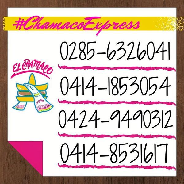 ElChamaco85's tweet photo. ¿Aún no has cenado? Llámanos al #ChamacoExpress y nosotros resolvemos 😉 http://t.co/bwuxaWlvsJ