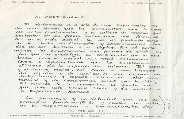 cdxt's tweet image. &quot;El performance es el arte de crear experiencias, no de crear formas que las representen...&quot;escribe Elvira Santamaría