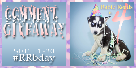 RabidReads's tweet photo. Come celebrate @RabidReads' 4 year blogiversary with TONS of #giveaways ~ Sept 1-30! http://t.co/zxpc4vKU2l #RRbday http://t.co/Df8aZcyPWF