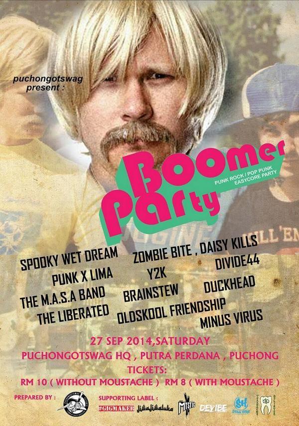 Sept 27, 2014 BOOMER PARTY 2pm PuchongotswagHQ ft. <a href="/wearetheMASA/">The M.A.S.A Band</a> @brainstewband @theliberatedmy <a href="/Divide44Band/">Divide FortyFour</a> &amp;more
