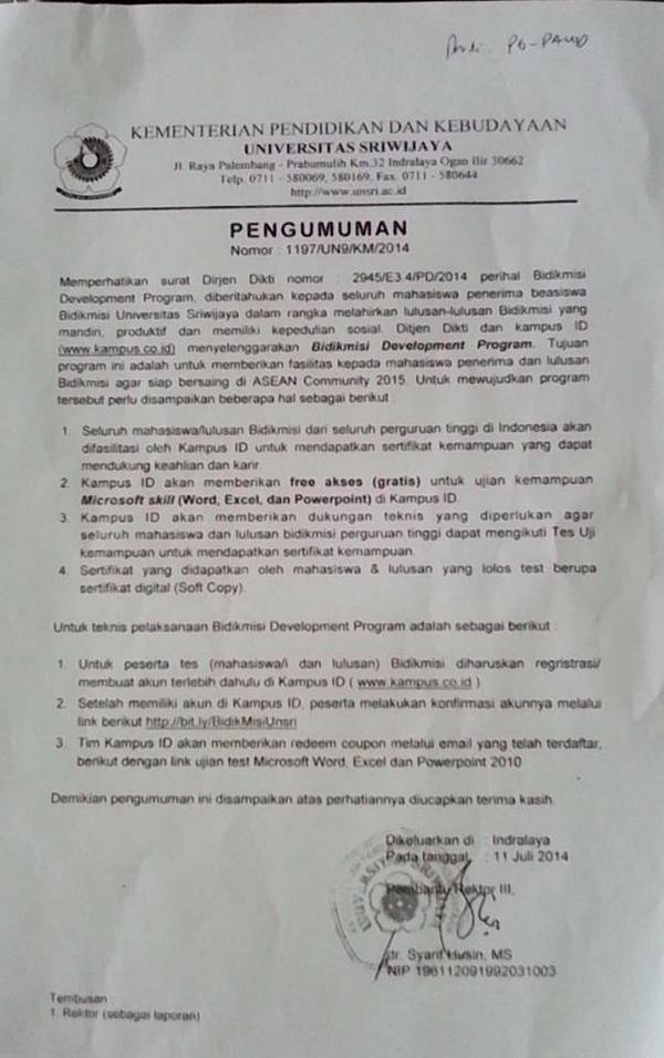 bemkmunsri's tweet image. Info nih buat mahasiswa Bidik Misi. Ayoo buruan daftar dan ikuti tesnya, kalo lulus ada sertifikatnya juga loh :)