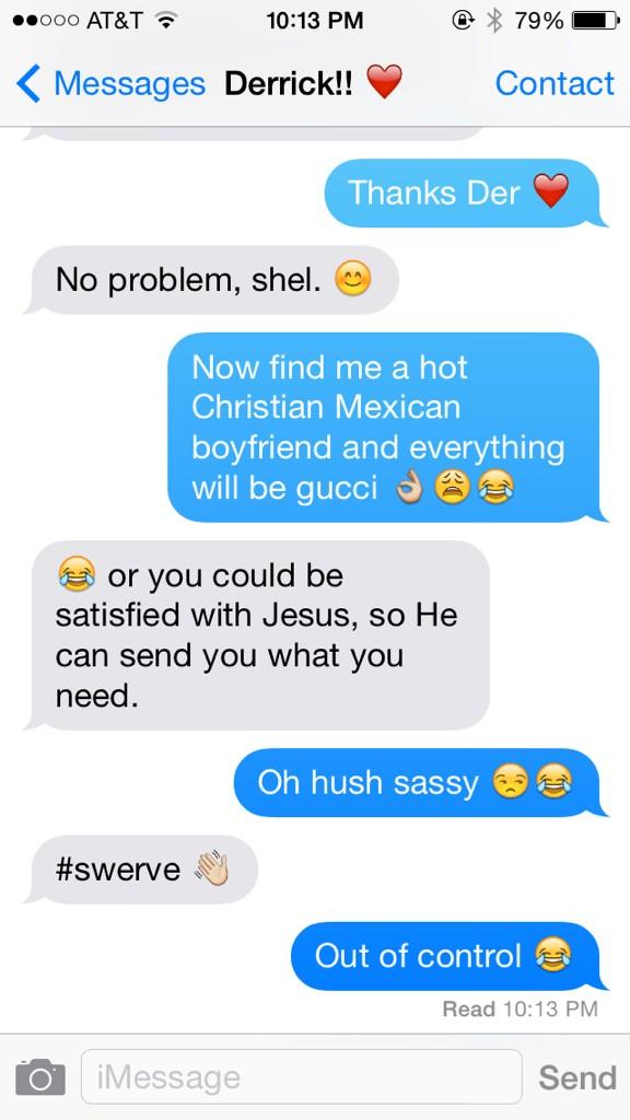 ChristSista's tweet photo. @durrick_hay just "#Swerved" me. I'm not sure how to take that 😂😂😂😂 http://t.co/TUtAxZrV8r