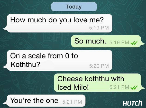 hutchsrilanka's tweet photo. Some morning humour to drive away the Monday blues! #HutchSriLanka #MondayBlues #Cheesekotthu #IceMilo #Love http://t.co/aTTpqM73c0