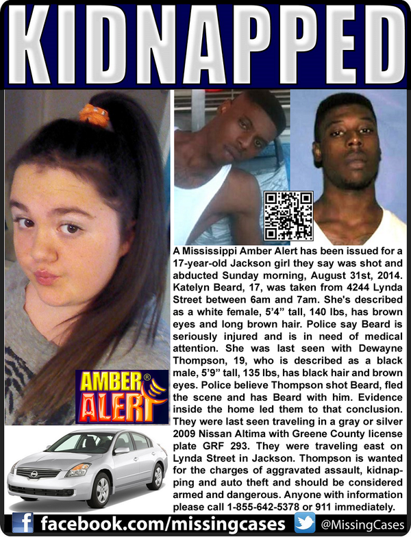 BlueLineAcross's tweet photo. #AmberAlert Katelyn Beard SHOT/ABDUCTED #Jackson #Mississippi #MS SUSPECT Dewayne Thompson #FindKatelyn #KatelynBeard http://t.co/vD0hNwUhGg