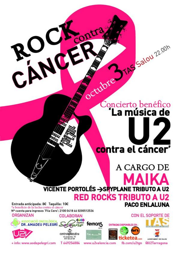 U2Tarragona's tweet photo. Cartel definitivo de #RockvsCancer incorporamos a @pacoenlaluna otro motivo más para no perdértelo #omplimelTAS http://t.co/5RuEA4n35M
