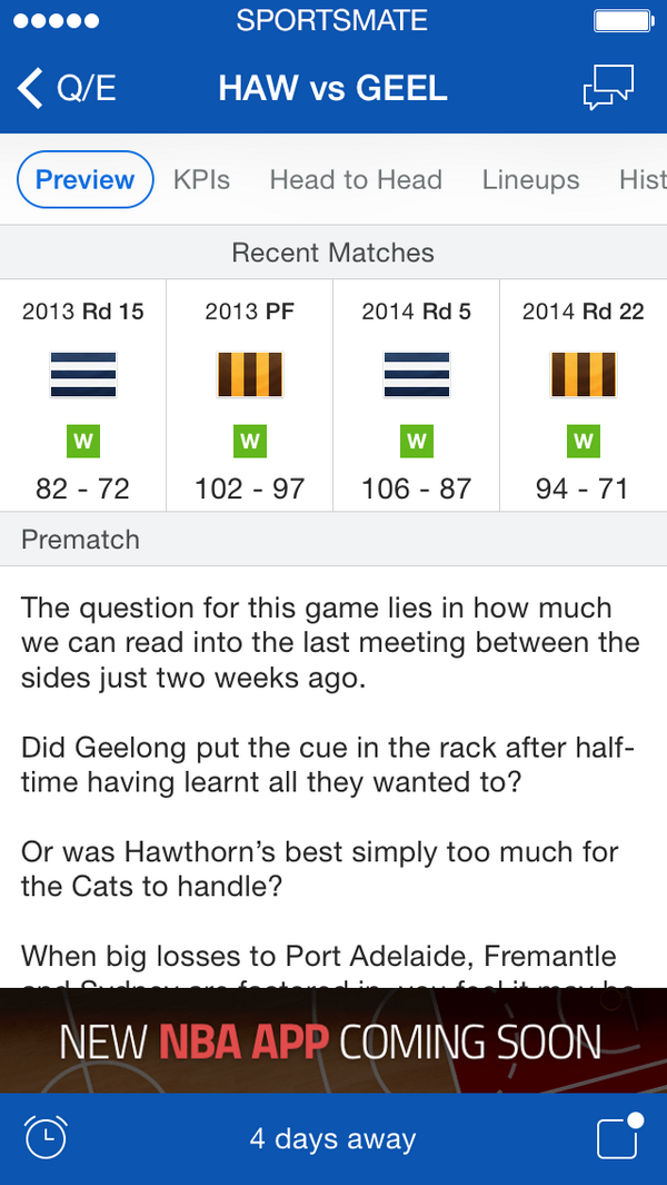 eplLIVE_app's tweet photo. We're so excited for the #AFLFinals that our previews are already in Footy Live! http://t.co/SVVuGAcRWQ