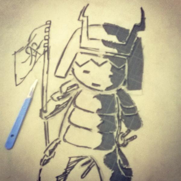 Besignoit's tweet image. #anart #samouraï #stencil #wip #pochoir #stencilart #streetart #France #paris