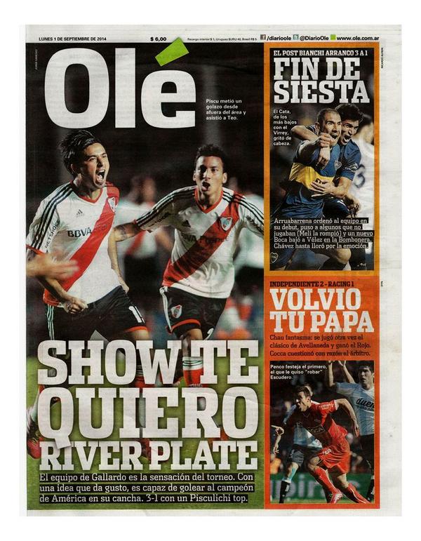 infobae's tweet photo. <DIARIOS> Esta es la tapa de Olé de hoy --> http://t.co/NpeLTYAeeY http://t.co/C7n9a3rQvR