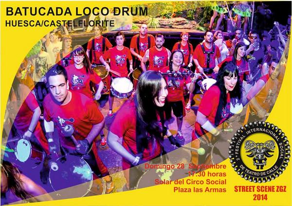 streetscene2015's tweet photo. ¡#Batucada Locodrum en
el #STREETSCENEZGZ!

D28 SEPTIEMBRE 17:30h
en @CIRCOSOCIALZGZ!

¡Baila con @grupolocodrum!
. http://t.co/aPTGc505UU