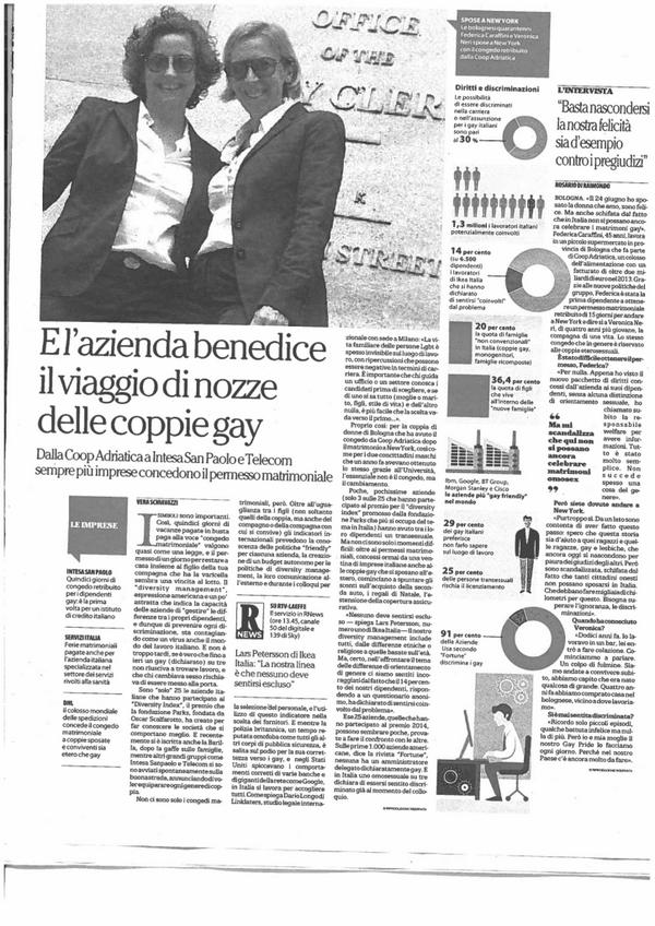 parksdiversity's tweet image. Su @repubblicait si parla di #Parks del #DiversityIndex e dei permessi matrimoniali alle coppie #LGBT