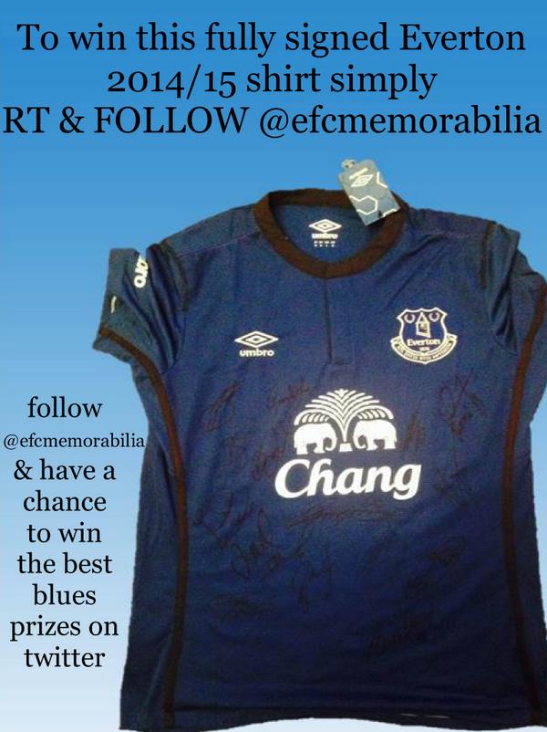 efcmemorabilia's tweet photo. #COMP Follow @efcmemorabilia &amp; RT 2 #WIN fully signed 14/15 #EVERTON shirt #CONNECTINGBLUES @Followtonians @TOFnews http://t.co/bc7k6BJytv